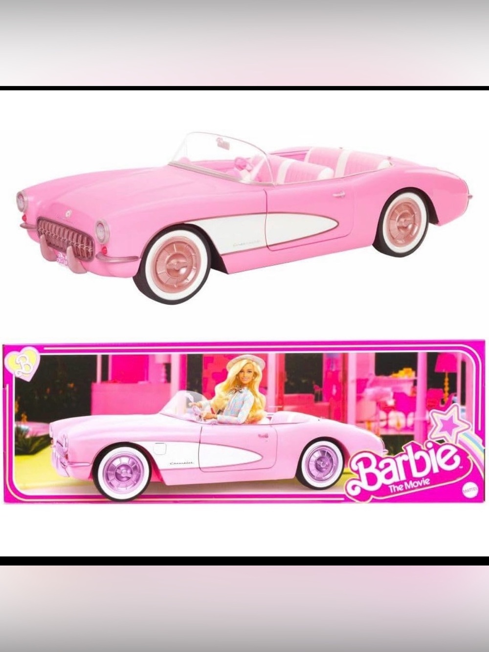 Barbie The Movie Collectible Car, Pink Corvette Convertible 22 inches